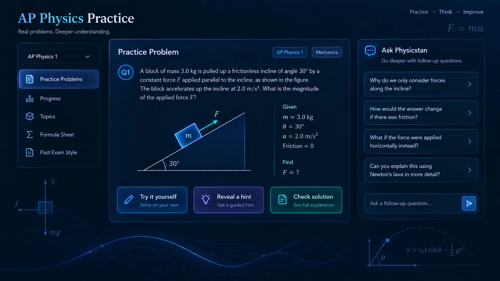 AP Physics 1 practice problems visual